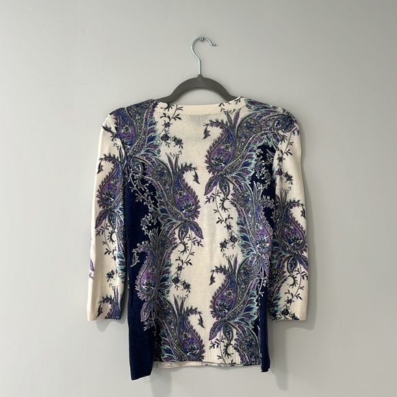 Talbot's 100% Cashmere Paisley Crew Neck Sweater XS - Picture 5 of 6
